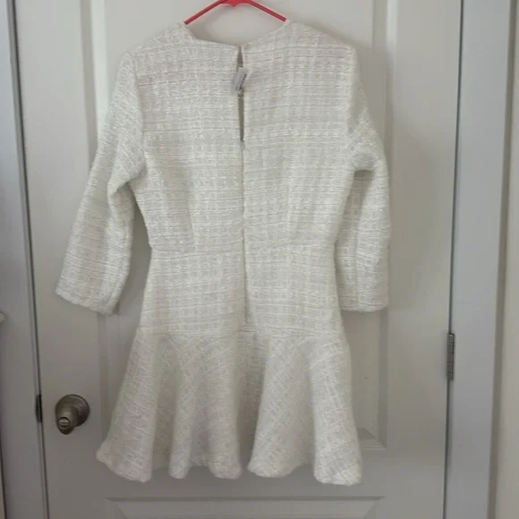 ZARA White Boucle Tweed Peplum Side Gold Button Structured Mini Dress Sz S NWOT - Picture 6 of 14